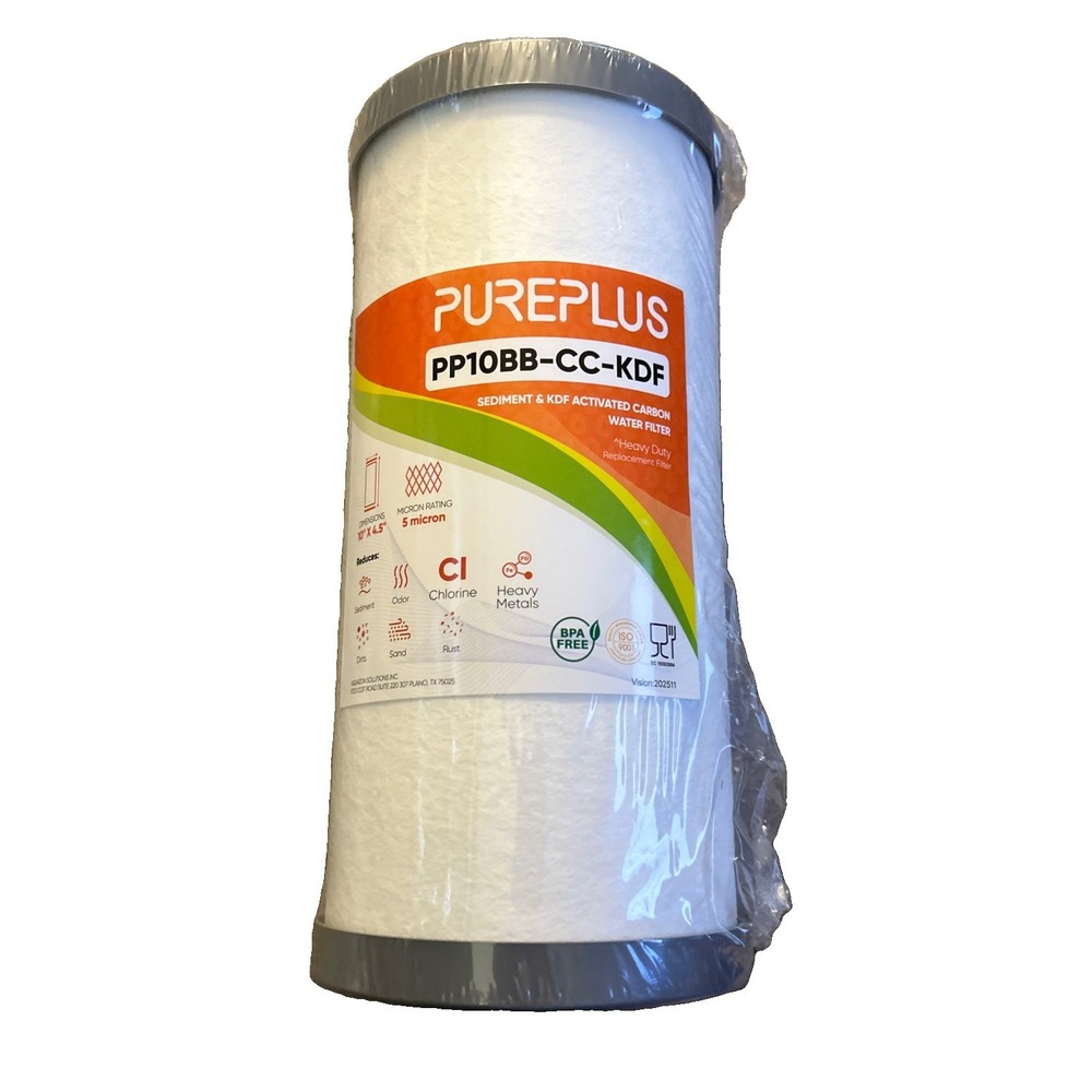 PurePlus PP10BB-CC-KDF Sediment & KDF Activated Carbon Water Filters New